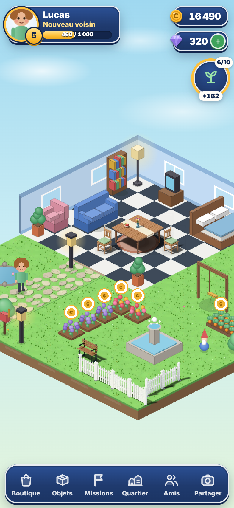 Vue rapprochée du salon et du jardin